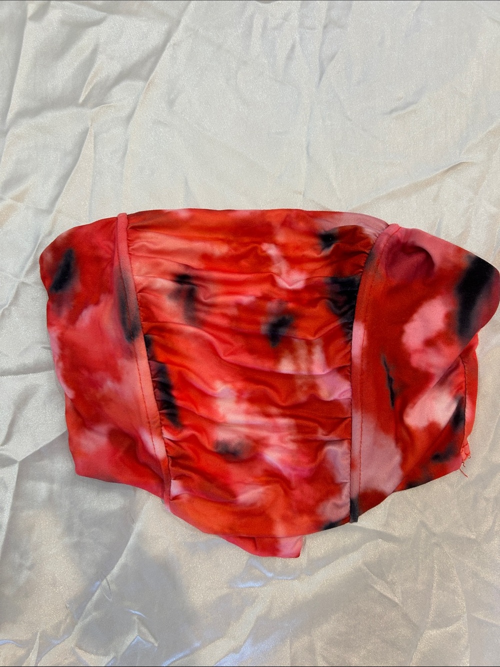 SHEIN Red Tie-Dye Corset Top